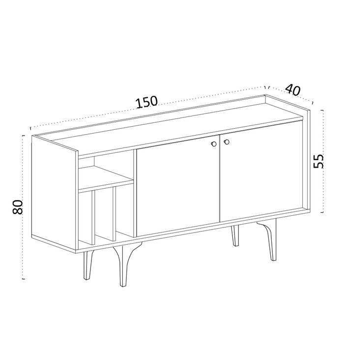 Hanah Home Consola Roble Zafiro 150cm Ancho x 80cm Alto x 40cm Fondo con Patas de 25cm | Elegancia y Durabilidad en tu Salón